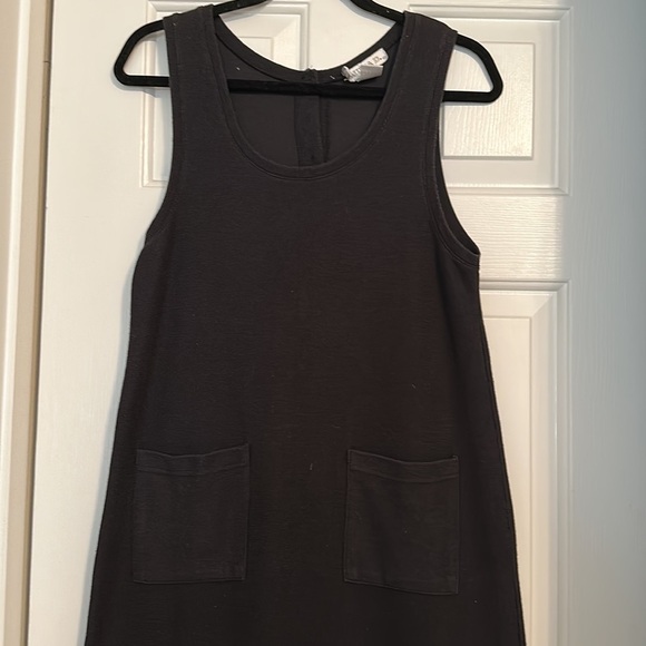 Vintage Claudia D cotton blend minimalist black maxi Henley dress w - Picture 2 of 5